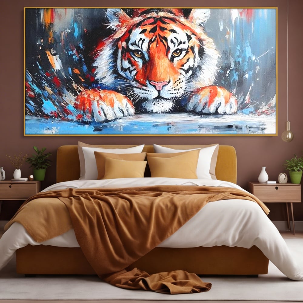 Tablou Canvas Premium, LuxCanva® M1446, Putere si Inocenta, Animal, Salbatic, Tigru, Privire, Exotic, Blanos, Jungla, Felina, Birou, Living, Camera Copil