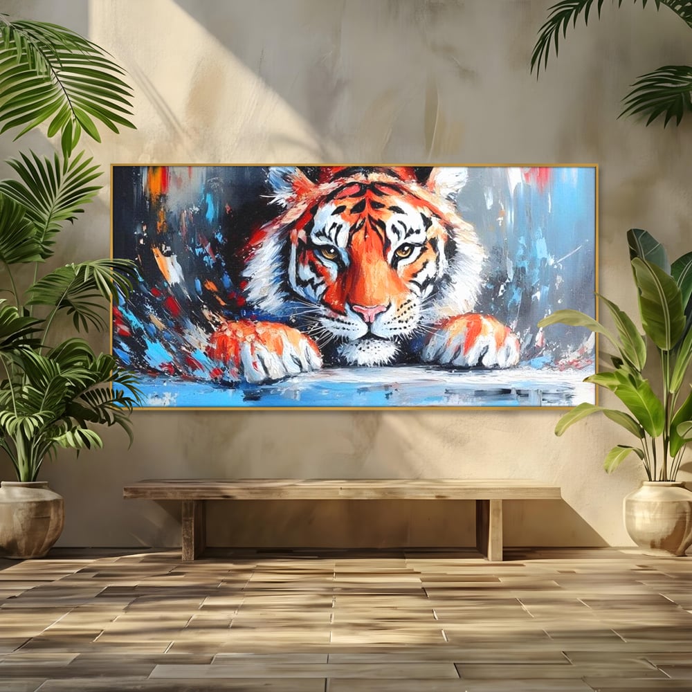 Tablou Canvas Premium, LuxCanva® M1446, Putere si Inocenta, Animal, Salbatic, Tigru, Privire, Exotic, Blanos, Jungla, Felina, Birou, Living, Camera Copil