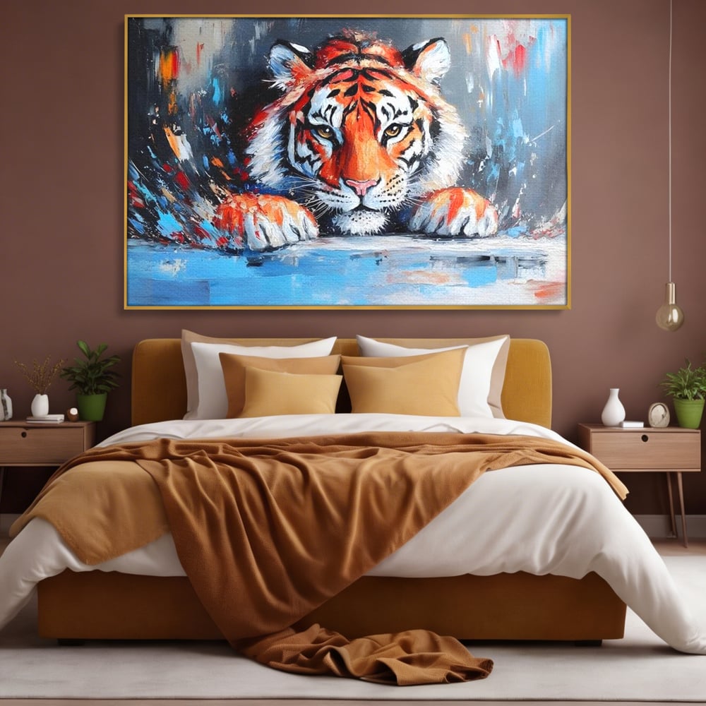 Tablou Canvas Premium, LuxCanva® M1446, Putere si Inocenta, Animal, Salbatic, Tigru, Privire, Exotic, Blanos, Jungla, Felina, Birou, Living, Camera Copil