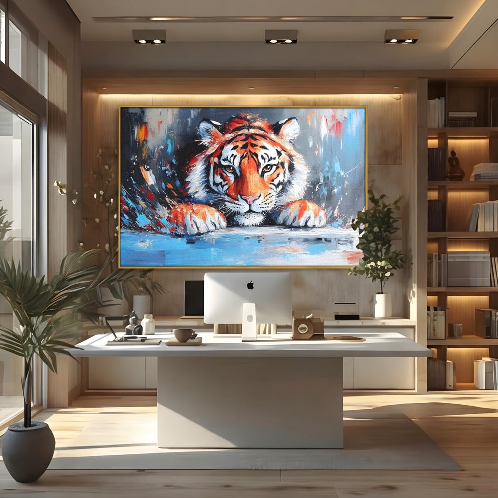 Tablou Canvas Premium, LuxCanva® M1446, Putere si Inocenta, Animal, Salbatic, Tigru, Privire, Exotic, Blanos, Jungla, Felina, Birou, Living, Camera Copil