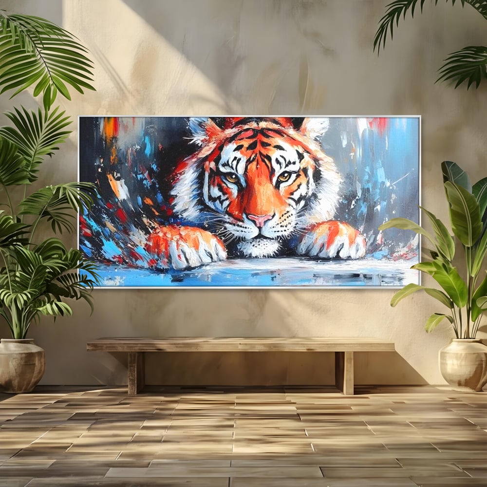 Tablou Canvas Premium, LuxCanva® M1446, Putere si Inocenta, Animal, Salbatic, Tigru, Privire, Exotic, Blanos, Jungla, Felina, Birou, Living, Camera Copil