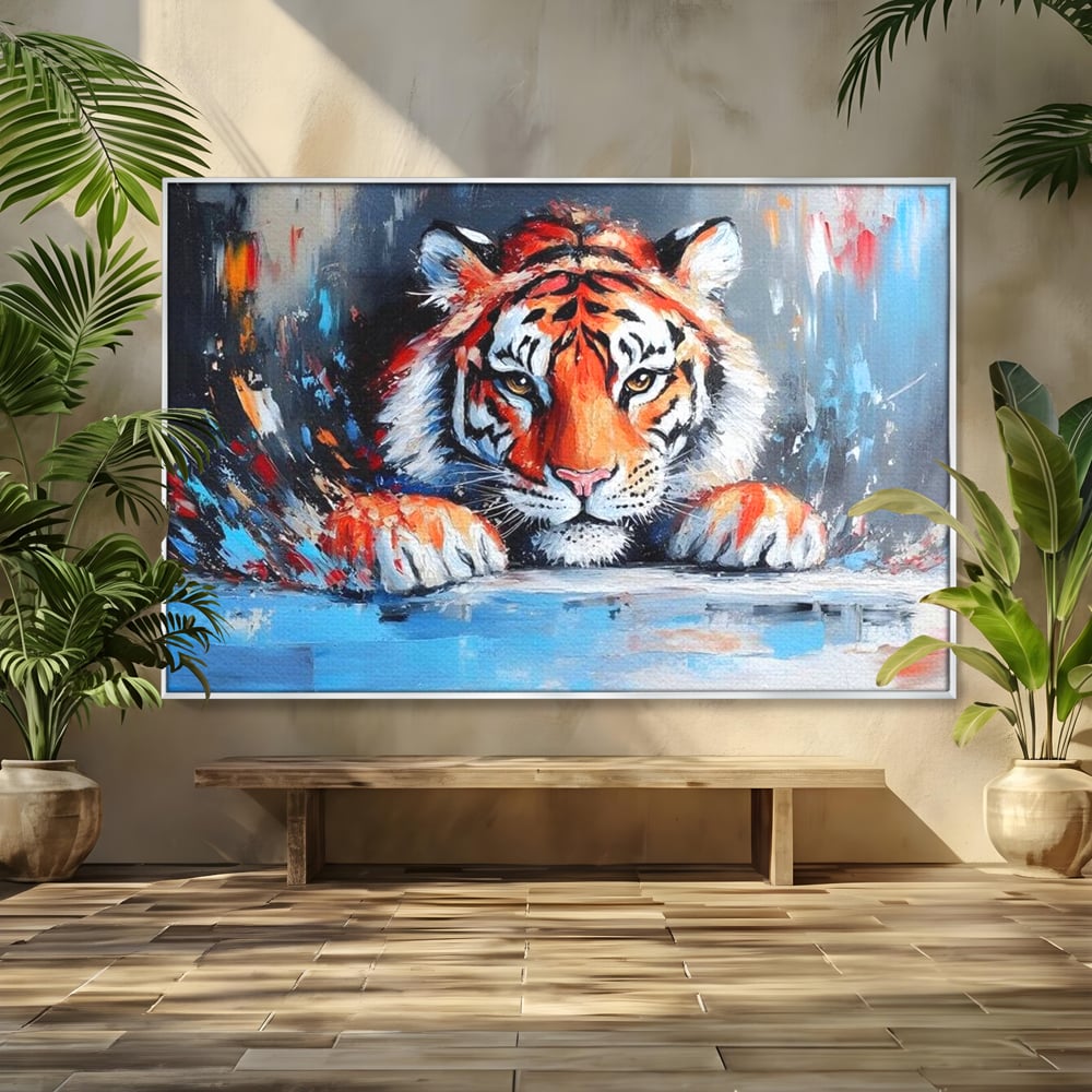 Tablou Canvas Premium, LuxCanva® M1446, Putere si Inocenta, Animal, Salbatic, Tigru, Privire, Exotic, Blanos, Jungla, Felina, Birou, Living, Camera Copil