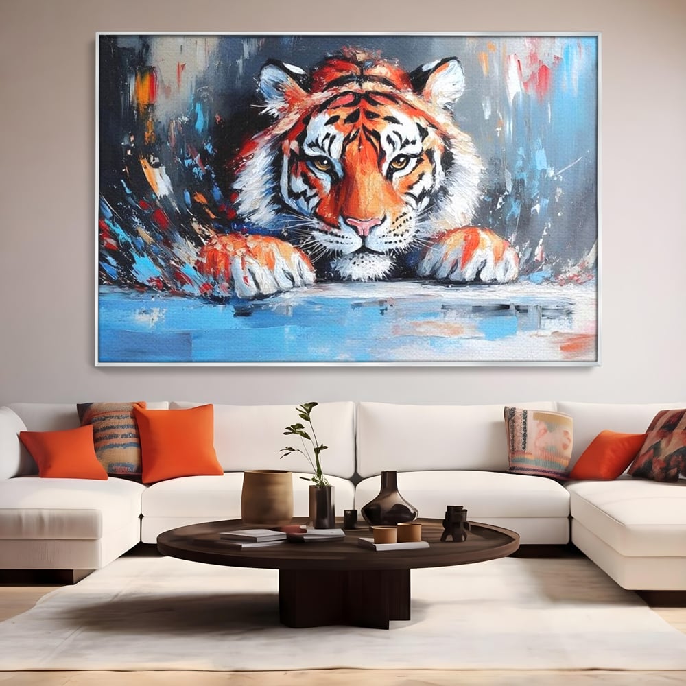 Tablou Canvas Premium, LuxCanva® M1446, Putere si Inocenta, Animal, Salbatic, Tigru, Privire, Exotic, Blanos, Jungla, Felina, Birou, Living, Camera Copil