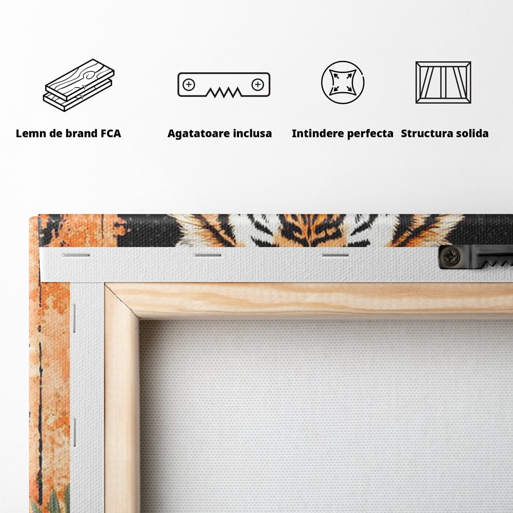 Tablou Canvas Premium, LuxCanva® M1447, Gradina Regelui, Tigru, Petale, Natura, Paradis, Exotic, Abstract, Flori, Jungla, Pictura, Salbatic, Birou, Living, Camera Copil