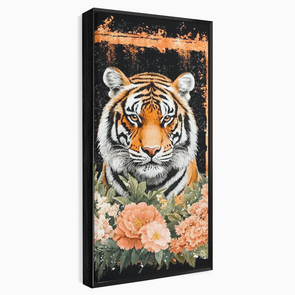 Tablou Canvas Premium, LuxCanva® M1447, Gradina Regelui, Tigru, Petale, Natura, Paradis, Exotic, Abstract, Flori, Jungla, Pictura, Salbatic, Birou, Living, Camera Copil