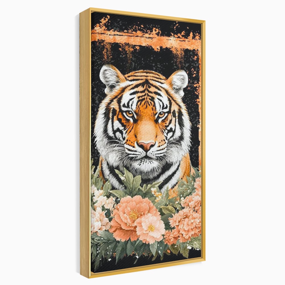 Tablou Canvas Premium, LuxCanva® M1447, Gradina Regelui, Tigru, Petale, Natura, Paradis, Exotic, Abstract, Flori, Jungla, Pictura, Salbatic, Birou, Living, Camera Copil