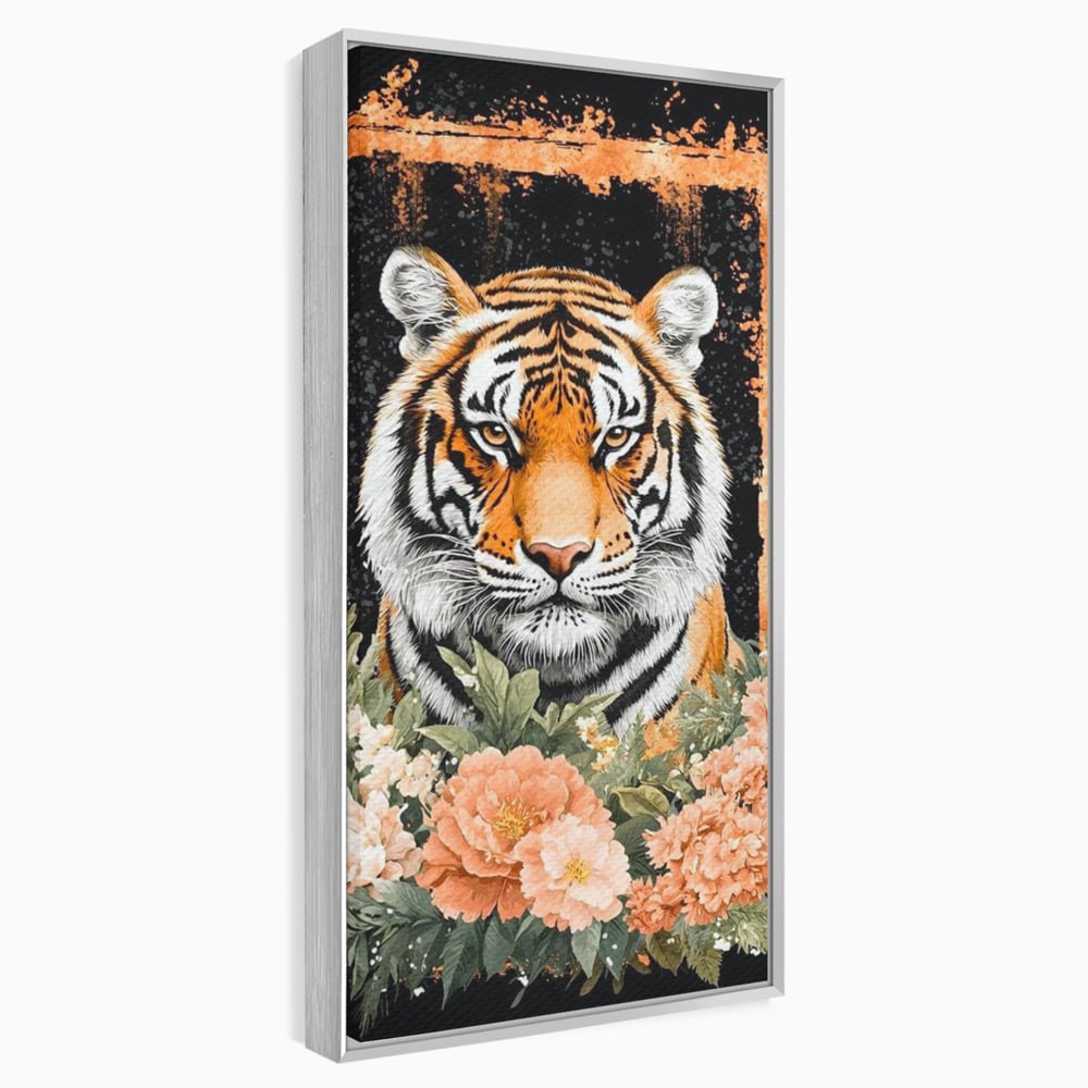 Tablou Canvas Premium, LuxCanva® M1447, Gradina Regelui, Tigru, Petale, Natura, Paradis, Exotic, Abstract, Flori, Jungla, Pictura, Salbatic, Birou, Living, Camera Copil