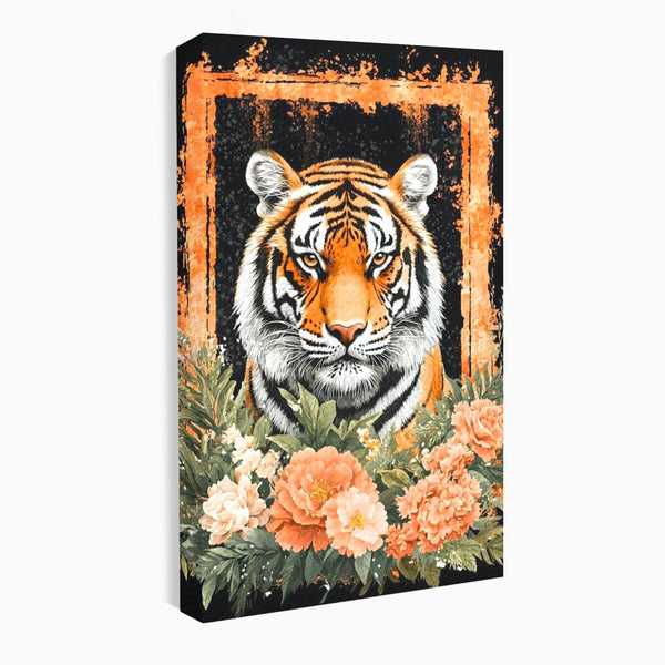 Tablou Canvas Premium, LuxCanva® M1447, Gradina Regelui, Tigru, Petale, Natura, Paradis, Exotic, Abstract, Flori, Jungla, Pictura, Salbatic, Birou, Living, Camera Copil