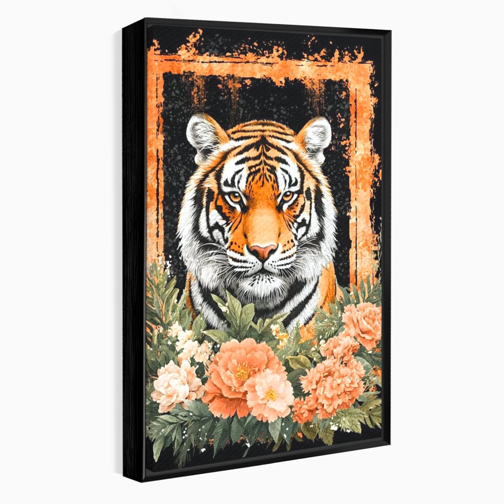 Tablou Canvas Premium, LuxCanva® M1447, Gradina Regelui, Tigru, Petale, Natura, Paradis, Exotic, Abstract, Flori, Jungla, Pictura, Salbatic, Birou, Living, Camera Copil