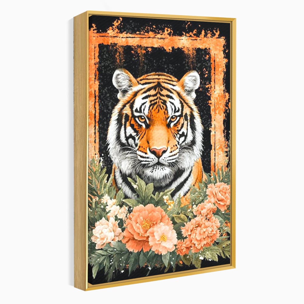 Tablou Canvas Premium, LuxCanva® M1447, Gradina Regelui, Tigru, Petale, Natura, Paradis, Exotic, Abstract, Flori, Jungla, Pictura, Salbatic, Birou, Living, Camera Copil