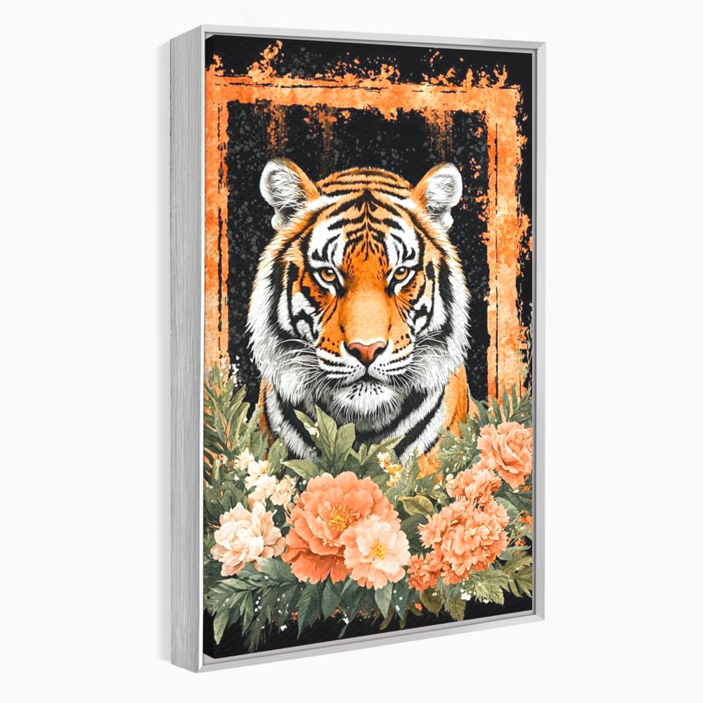 Tablou Canvas Premium, LuxCanva® M1447, Gradina Regelui, Tigru, Petale, Natura, Paradis, Exotic, Abstract, Flori, Jungla, Pictura, Salbatic, Birou, Living, Camera Copil