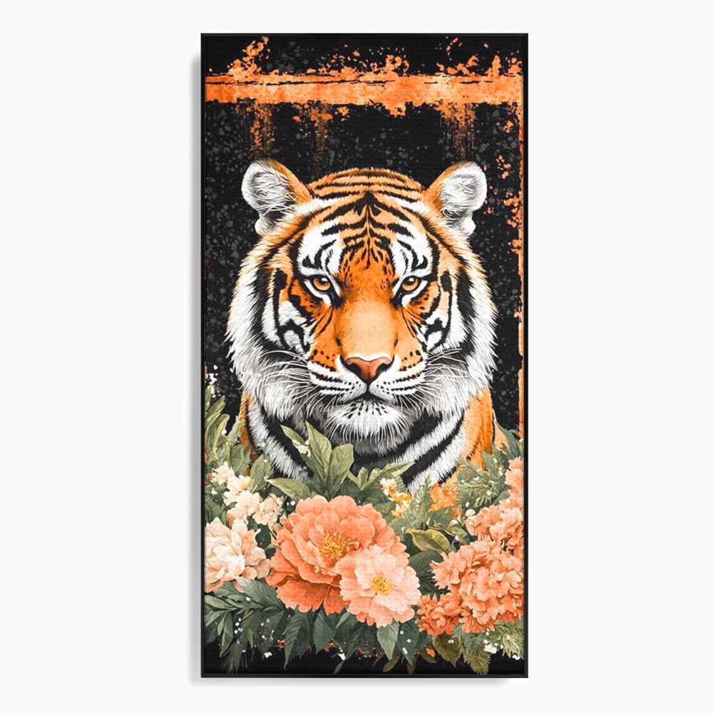 Tablou Canvas Premium, LuxCanva® M1447, Gradina Regelui, Tigru, Petale, Natura, Paradis, Exotic, Abstract, Flori, Jungla, Pictura, Salbatic, Birou, Living, Camera Copil