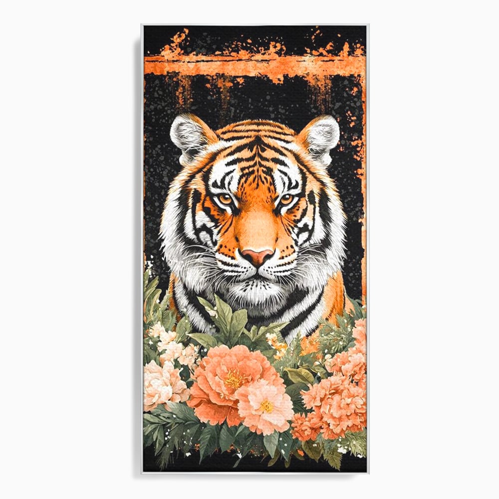Tablou Canvas Premium, LuxCanva® M1447, Gradina Regelui, Tigru, Petale, Natura, Paradis, Exotic, Abstract, Flori, Jungla, Pictura, Salbatic, Birou, Living, Camera Copil