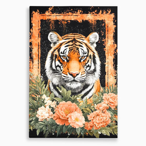 Tablou Canvas Premium, LuxCanva® M1447, Gradina Regelui, Tigru, Petale, Natura, Paradis, Exotic, Abstract, Flori, Jungla, Pictura, Salbatic, Birou, Living, Camera Copil