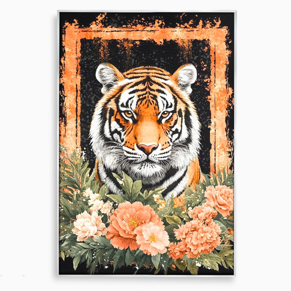 Tablou Canvas Premium, LuxCanva® M1447, Gradina Regelui, Tigru, Petale, Natura, Paradis, Exotic, Abstract, Flori, Jungla, Pictura, Salbatic, Birou, Living, Camera Copil