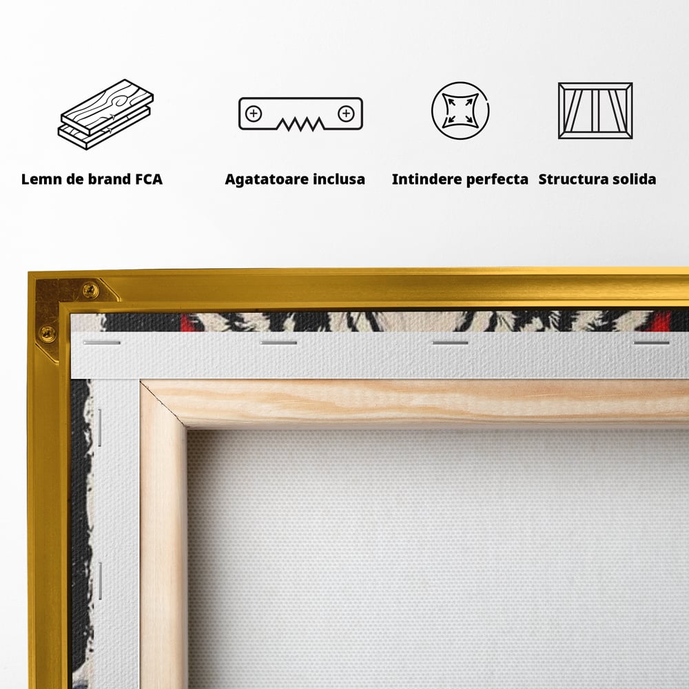 Tablou Canvas Premium, LuxCanva® M1448, In Umbra Muntelui, Siberian, Simbol, Orient, Tigru, Flori, Raget, Colti, Pictura, Arta Abstracta, Birou, Living, Camera Copil