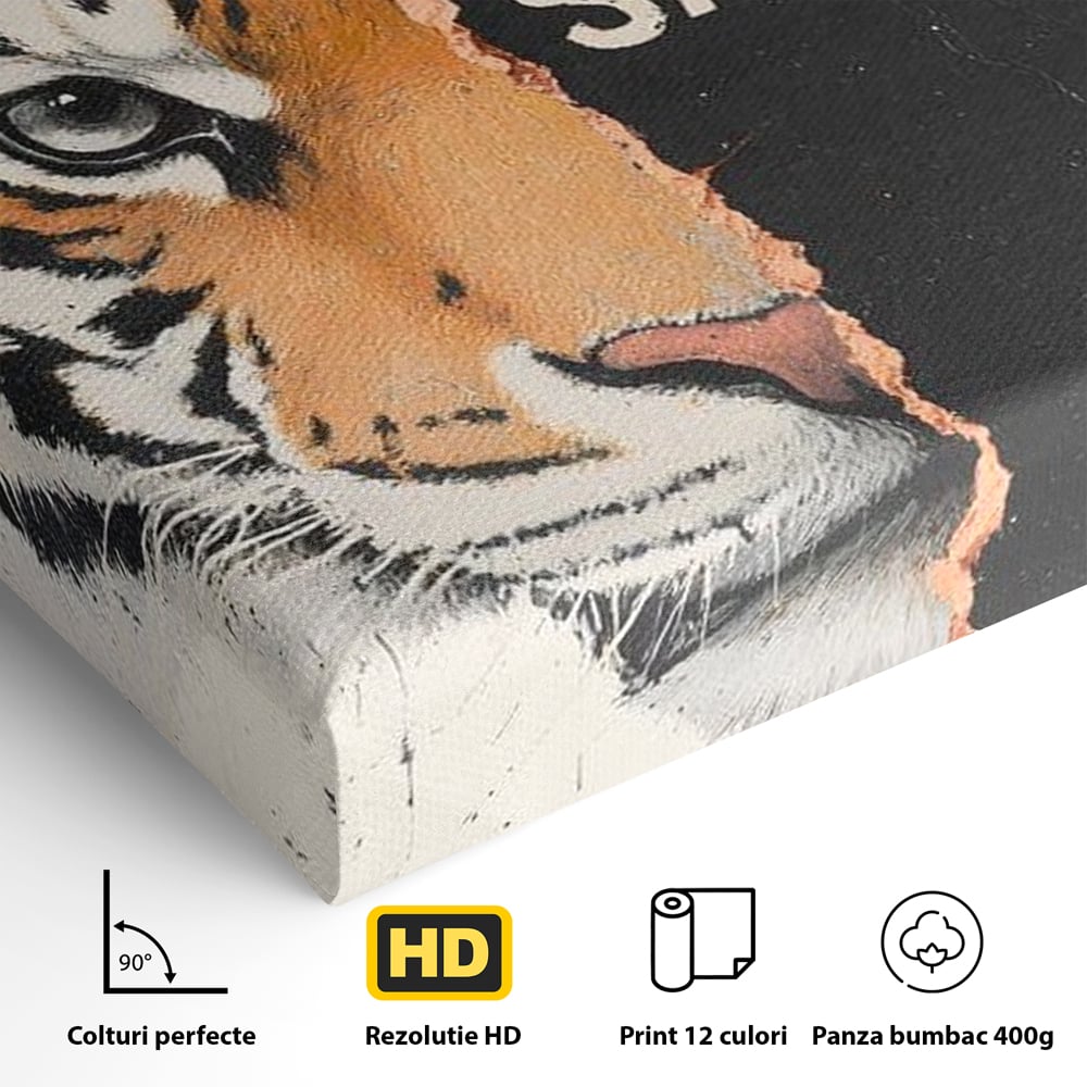 Leinwandbilder Premium, LuxCanva® M1449, Wild und frei, Tiger, Katze, Gesicht, Dualität, Botschaft, Blick, Mut, Beherrschung, unbesiegbar, modern, Büro, Wohnen, Kinderzimmer
