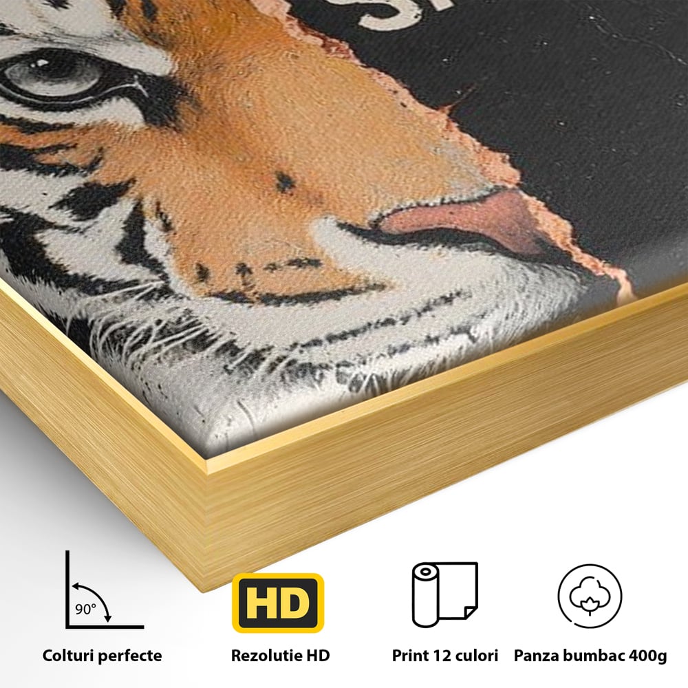 Leinwandbilder Premium, LuxCanva® M1449, Wild und frei, Tiger, Katze, Gesicht, Dualität, Botschaft, Blick, Mut, Beherrschung, unbesiegbar, modern, Büro, Wohnen, Kinderzimmer