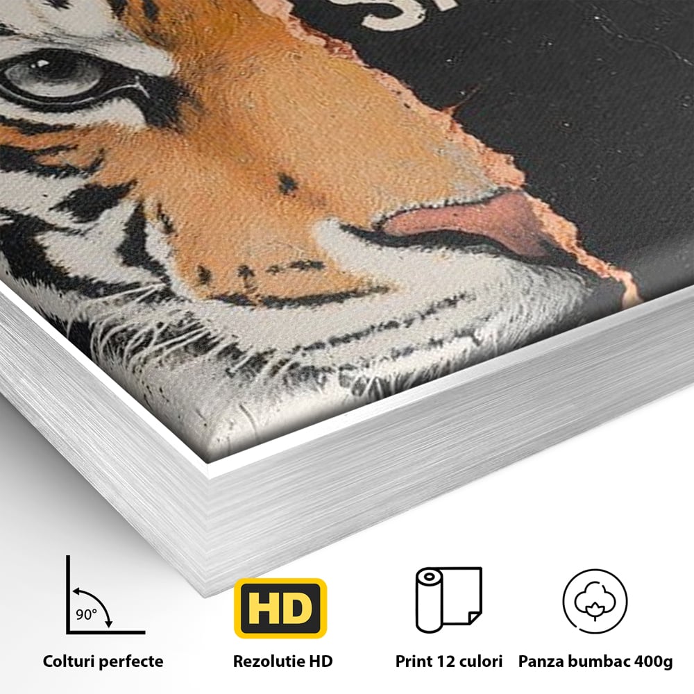 Leinwandbilder Premium, LuxCanva® M1449, Wild und frei, Tiger, Katze, Gesicht, Dualität, Botschaft, Blick, Mut, Beherrschung, unbesiegbar, modern, Büro, Wohnen, Kinderzimmer