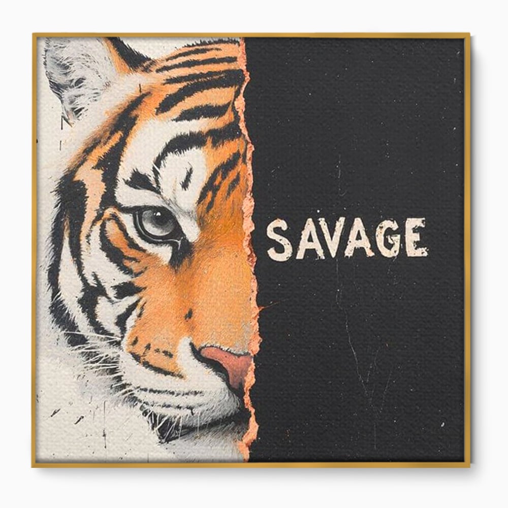 Leinwandbilder Premium, LuxCanva® M1449, Wild und frei, Tiger, Katze, Gesicht, Dualität, Botschaft, Blick, Mut, Beherrschung, unbesiegbar, modern, Büro, Wohnen, Kinderzimmer