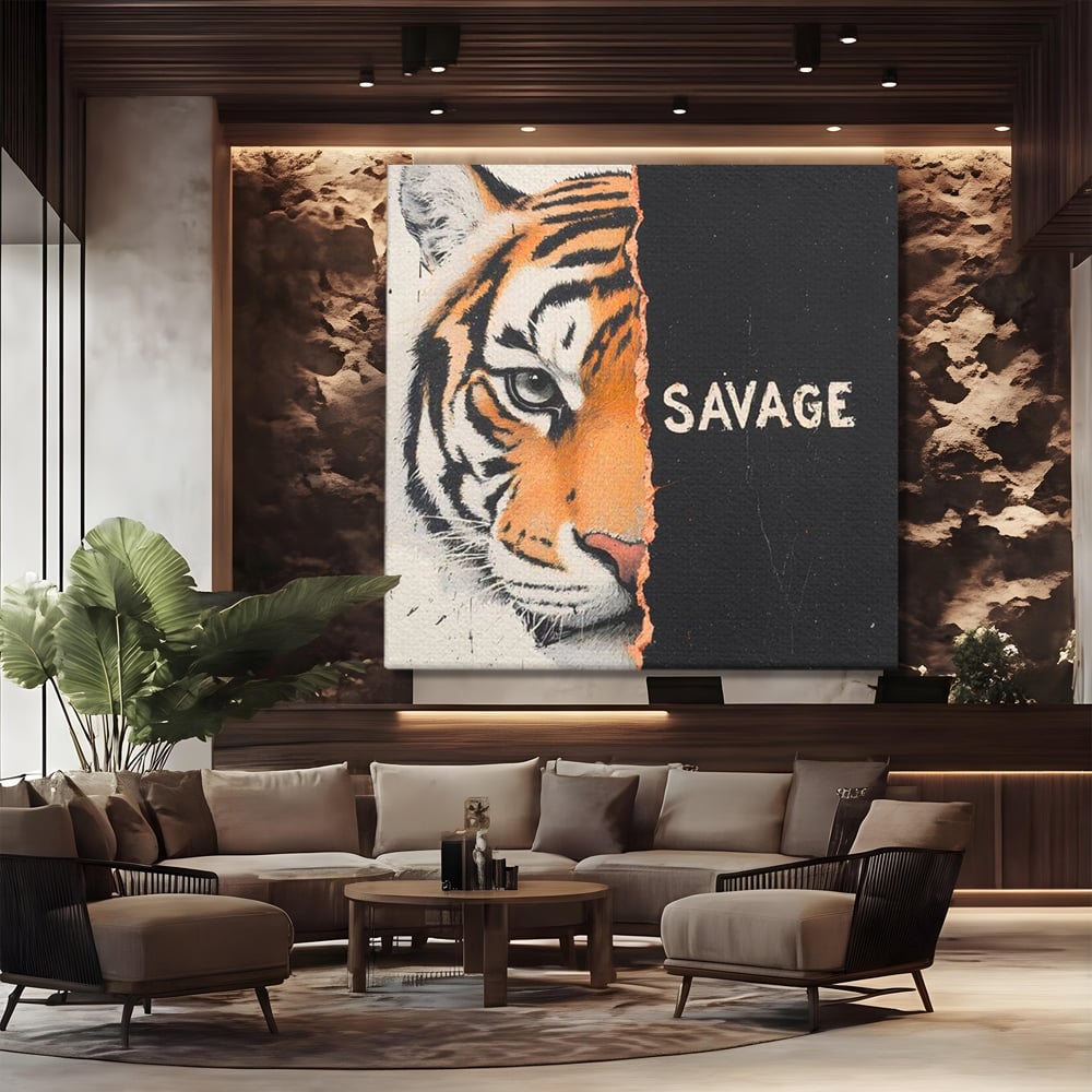 Leinwandbilder Premium, LuxCanva® M1449, Wild und frei, Tiger, Katze, Gesicht, Dualität, Botschaft, Blick, Mut, Beherrschung, unbesiegbar, modern, Büro, Wohnen, Kinderzimmer
