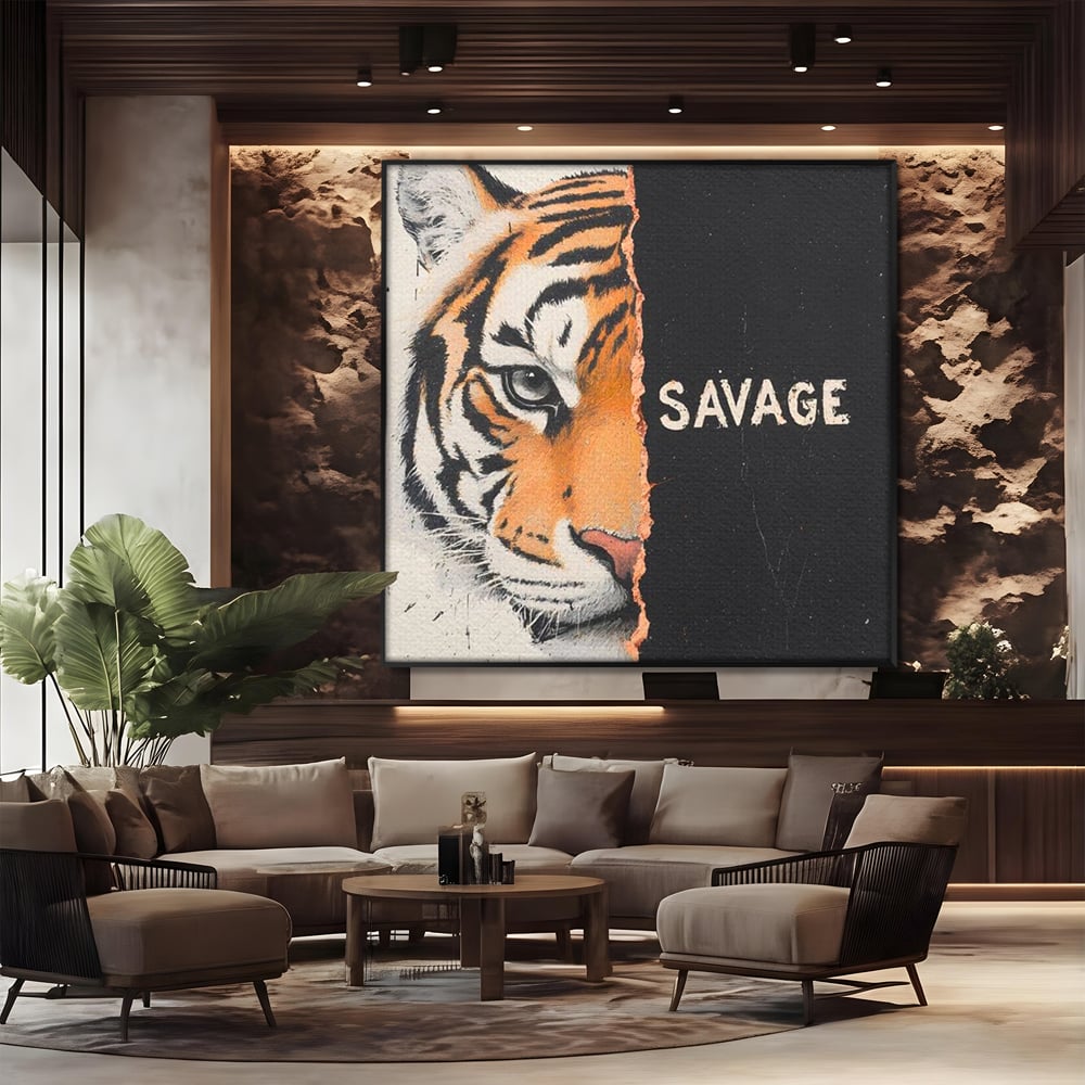 Leinwandbilder Premium, LuxCanva® M1449, Wild und frei, Tiger, Katze, Gesicht, Dualität, Botschaft, Blick, Mut, Beherrschung, unbesiegbar, modern, Büro, Wohnen, Kinderzimmer