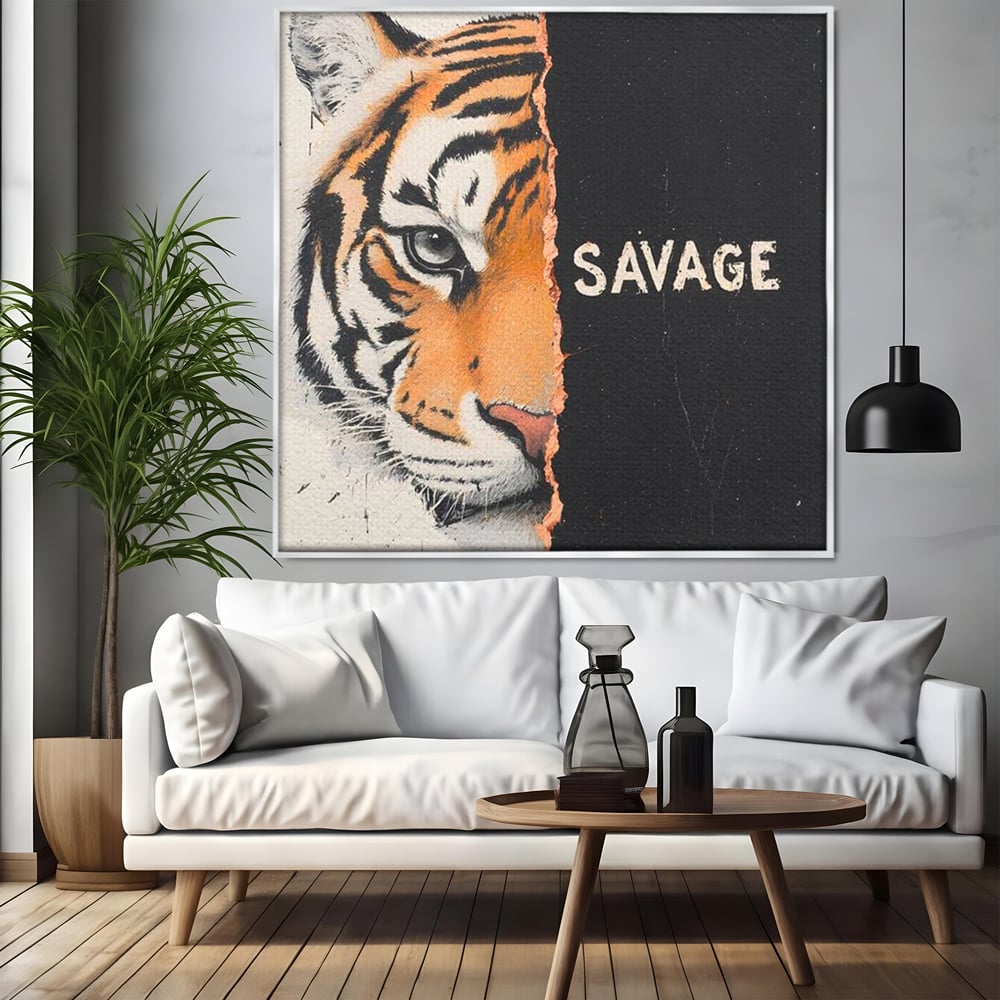 Leinwandbilder Premium, LuxCanva® M1449, Wild und frei, Tiger, Katze, Gesicht, Dualität, Botschaft, Blick, Mut, Beherrschung, unbesiegbar, modern, Büro, Wohnen, Kinderzimmer