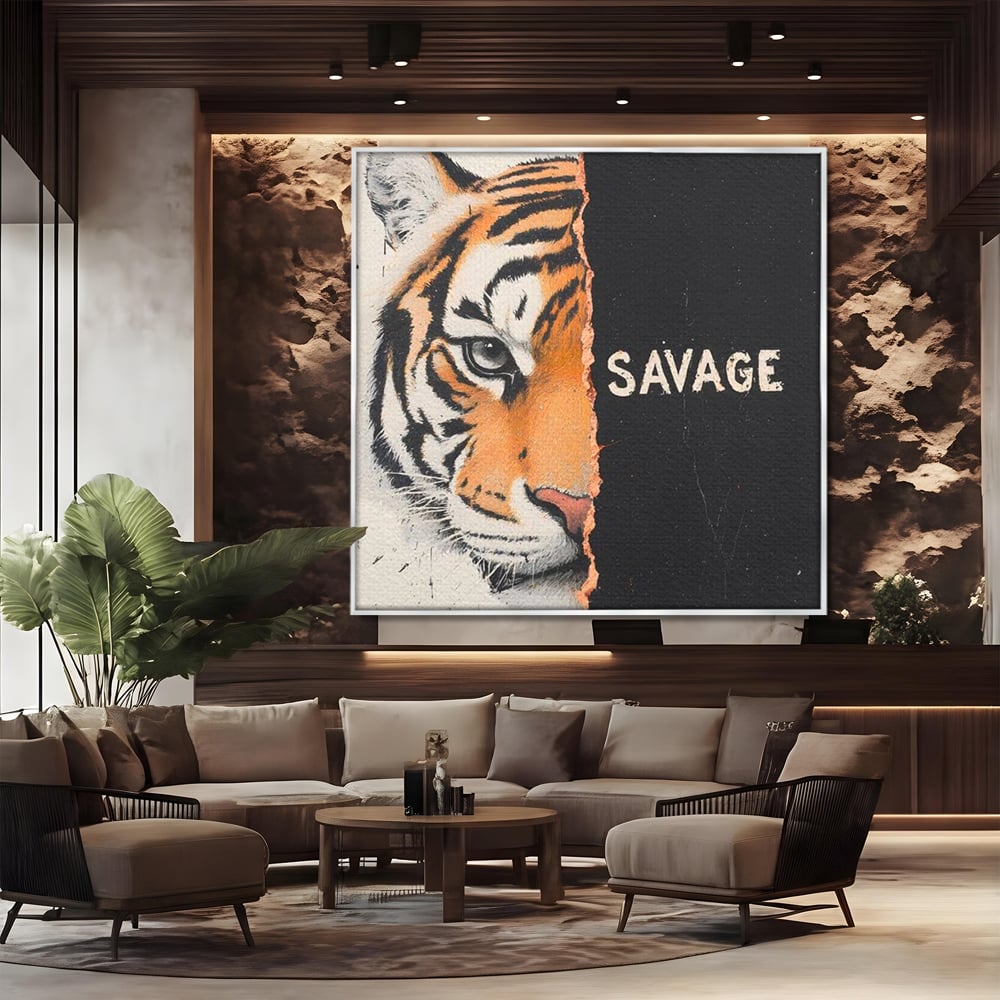 Leinwandbilder Premium, LuxCanva® M1449, Wild und frei, Tiger, Katze, Gesicht, Dualität, Botschaft, Blick, Mut, Beherrschung, unbesiegbar, modern, Büro, Wohnen, Kinderzimmer