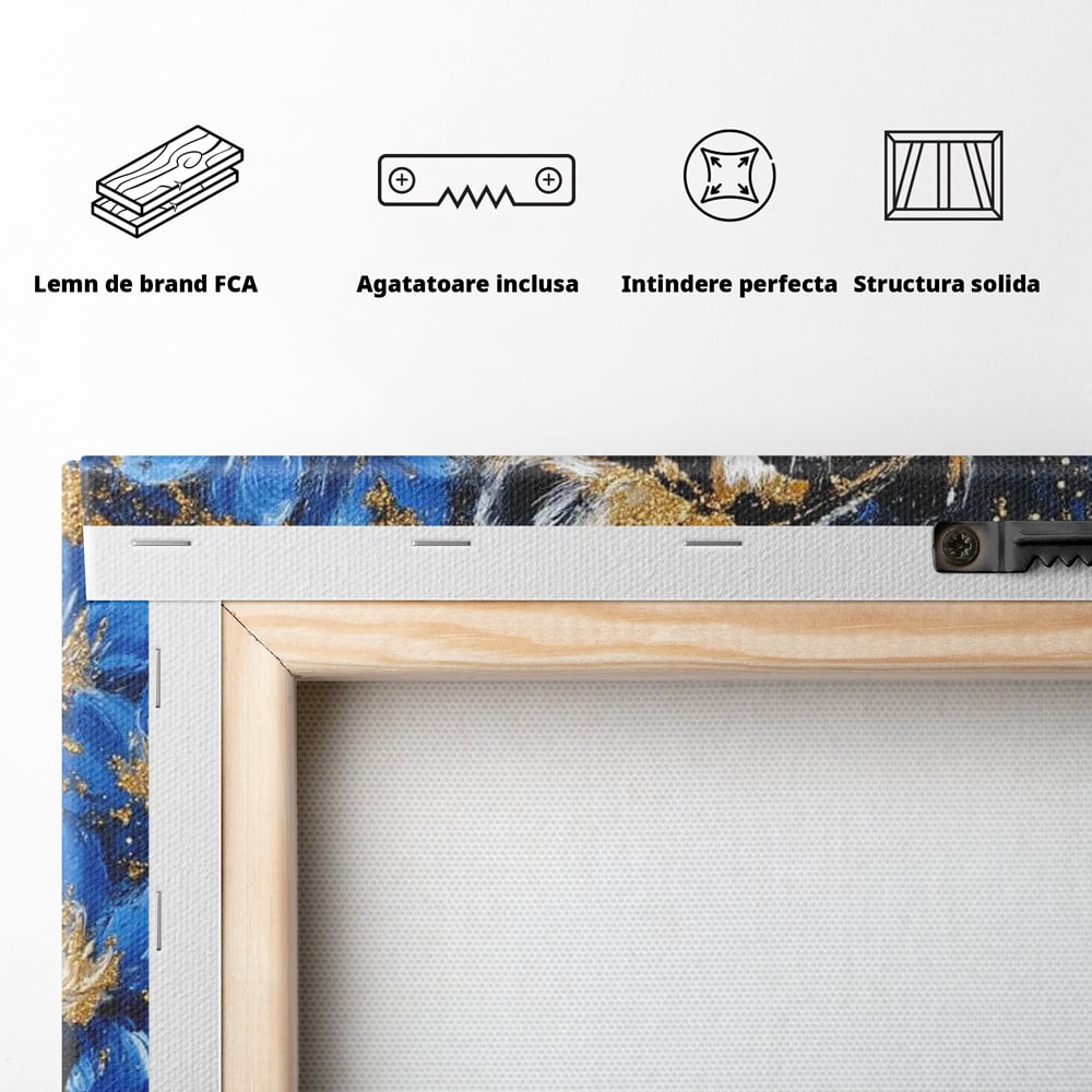 Leinwand Wandkunst Canvas Premium, LuxCanva® M1450, Schönheit aus Chaos, Blumen, Blütenblätter, Gold, Malerei, Spinne, Tiger, Wild, Hauer, Dschungel, Tier, Exotisch, Büro, Wohnen, Kinderzimmer