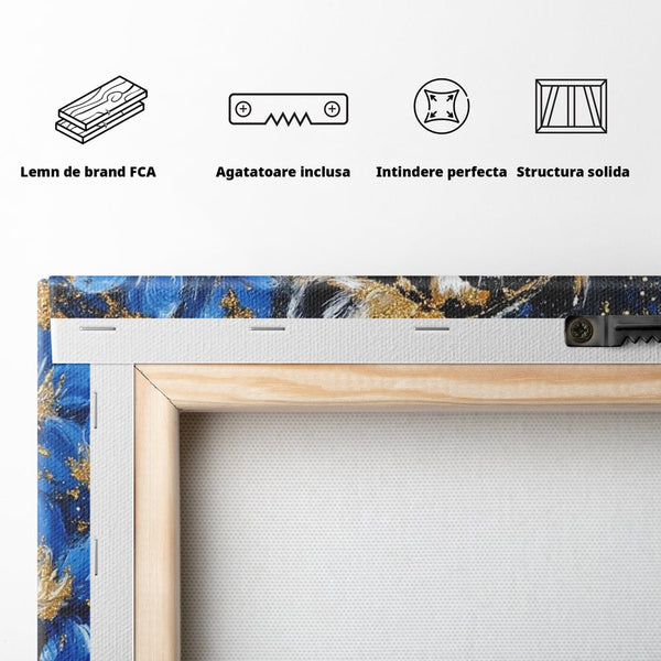 Leinwand Wandkunst Canvas Premium, LuxCanva® M1450, Schönheit aus Chaos, Blumen, Blütenblätter, Gold, Malerei, Spinne, Tiger, Wild, Hauer, Dschungel, Tier, Exotisch, Büro, Wohnen, Kinderzimmer