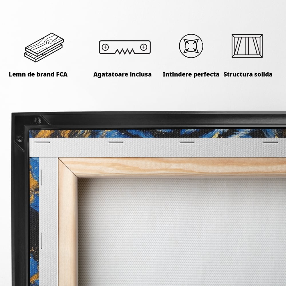 Tablou Canvas Premium, LuxCanva® M1451, Flacara Albastra, Tigru, Felina, Salbaticie, Colti, Dungi, Fioros, Furie, Azur, Auriu, Strigat, Pictura, Abstract, Birou, Living, Camera Copil
