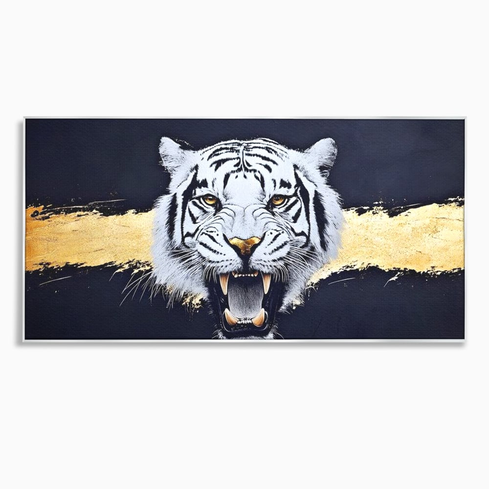 Leinwand Wandkunst Canvas Premium, LuxCanva® M1452, Maske des Geistes Weiß, Golden, Dunkel, Tiger, Wild, Chip, Geheimnis, Macht, Ahnen, Mirage, Wild, Büro, Wohnen, Kinderzimmer