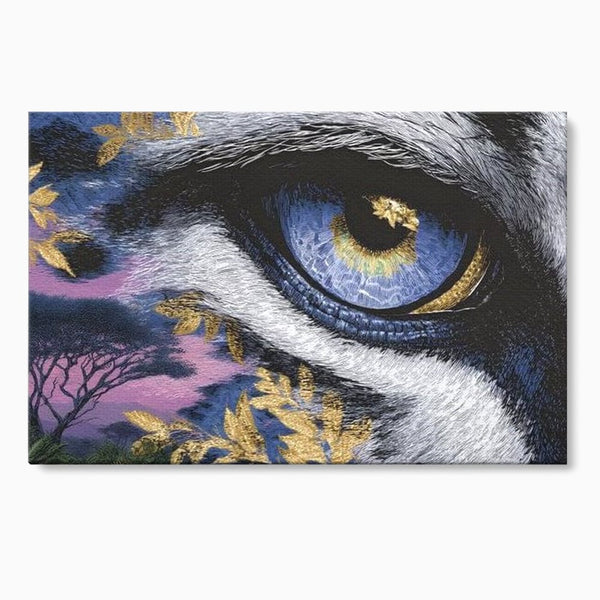 Leinwand Wandkunst Canvas Premium, LuxCanva® M1454, Auge der Savanne, Baum, Vegetation, Natur, Dschungel, Tiger, Augen, Blick, golden, Geheimnis, Vision, Traum, Büro, Wohnen, Kinderzimmer