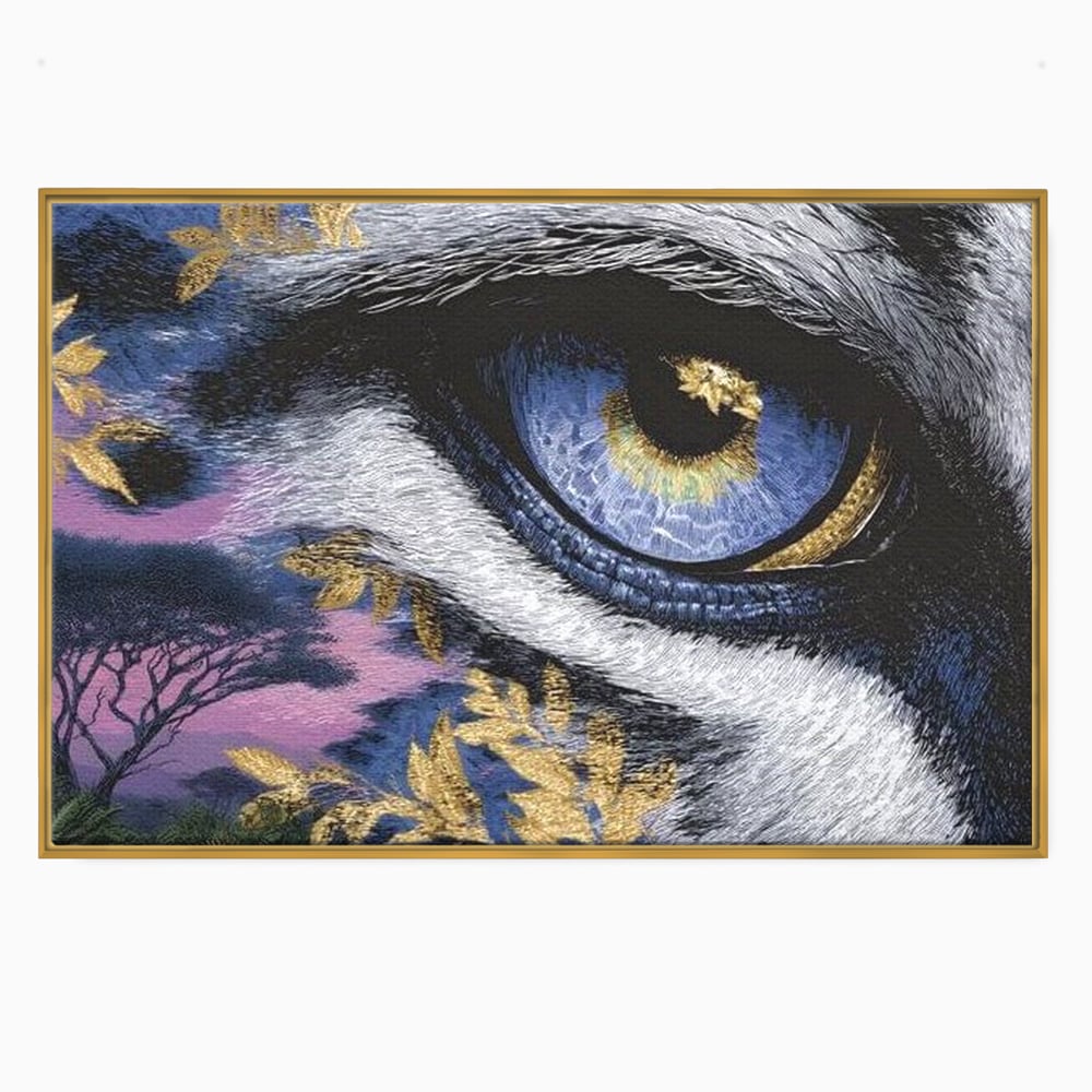Leinwand Wandkunst Canvas Premium, LuxCanva® M1454, Auge der Savanne, Baum, Vegetation, Natur, Dschungel, Tiger, Augen, Blick, golden, Geheimnis, Vision, Traum, Büro, Wohnen, Kinderzimmer