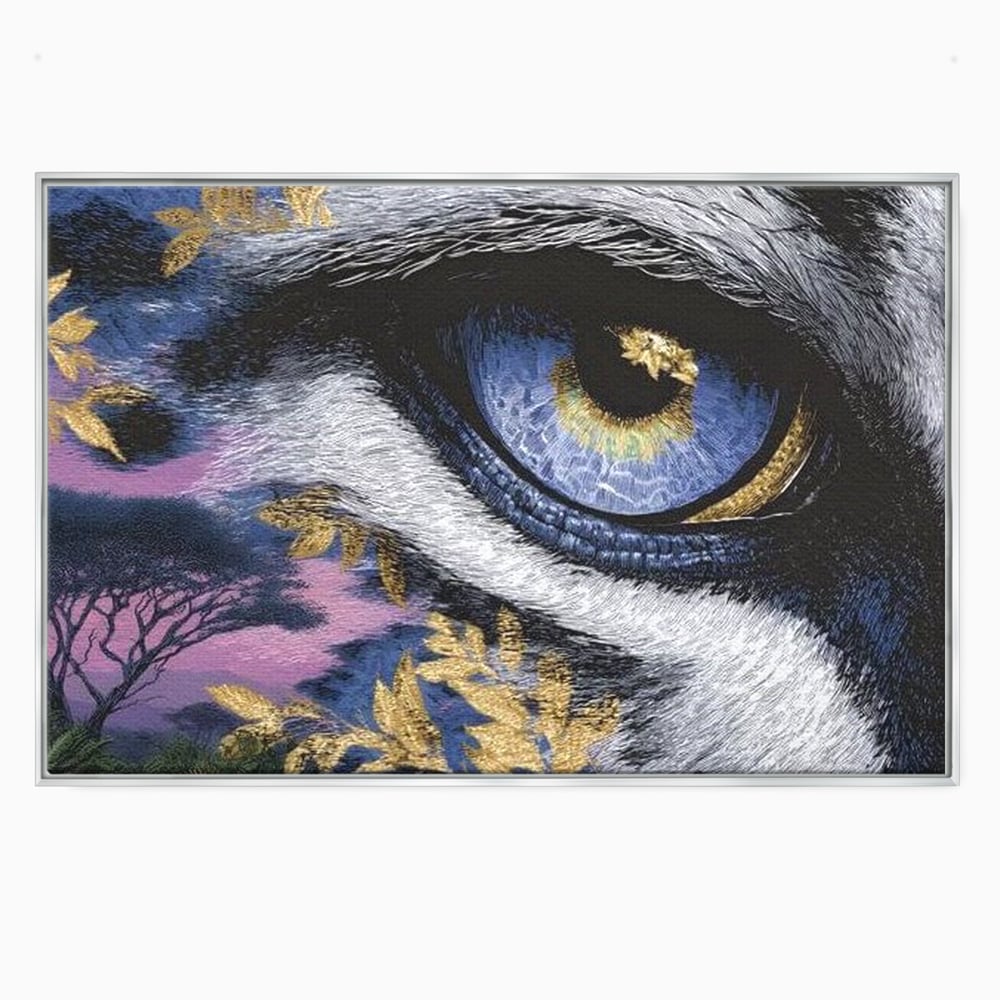 Leinwand Wandkunst Canvas Premium, LuxCanva® M1454, Auge der Savanne, Baum, Vegetation, Natur, Dschungel, Tiger, Augen, Blick, golden, Geheimnis, Vision, Traum, Büro, Wohnen, Kinderzimmer