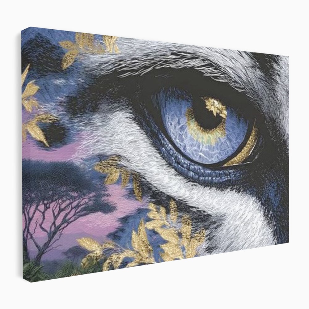 Leinwand Wandkunst Canvas Premium, LuxCanva® M1454, Auge der Savanne, Baum, Vegetation, Natur, Dschungel, Tiger, Augen, Blick, golden, Geheimnis, Vision, Traum, Büro, Wohnen, Kinderzimmer