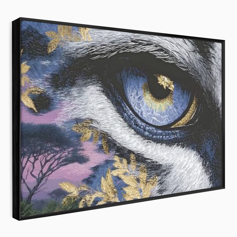 Leinwand Wandkunst Canvas Premium, LuxCanva® M1454, Auge der Savanne, Baum, Vegetation, Natur, Dschungel, Tiger, Augen, Blick, golden, Geheimnis, Vision, Traum, Büro, Wohnen, Kinderzimmer