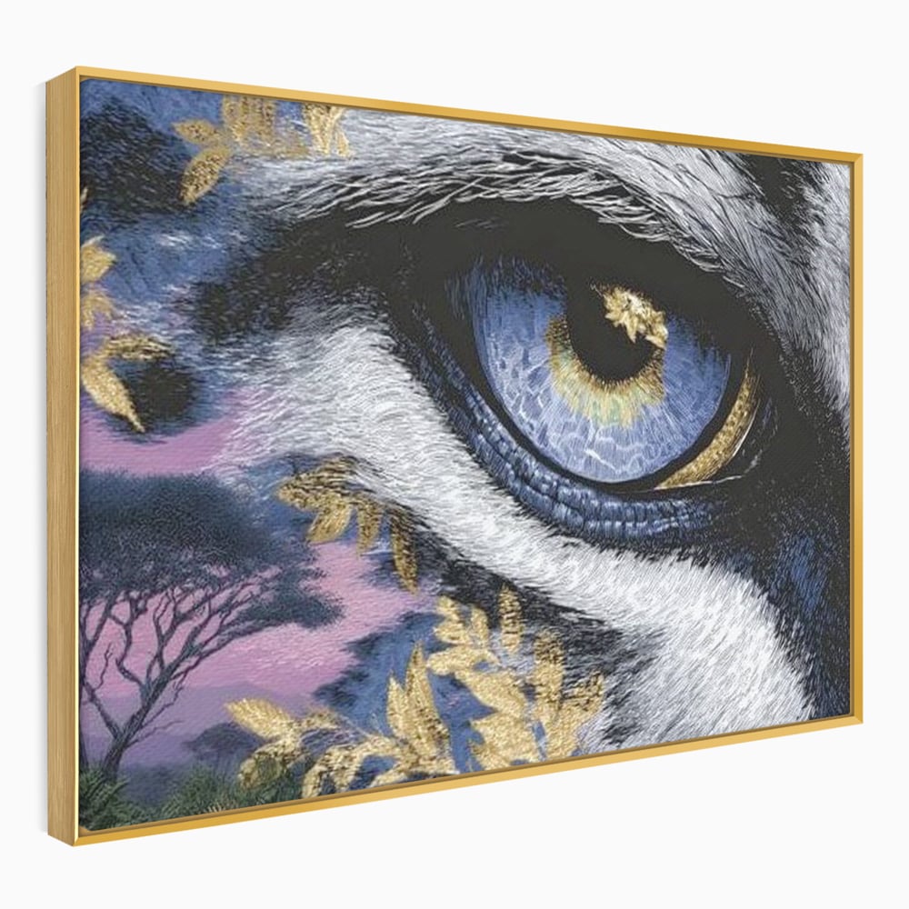 Leinwand Wandkunst Canvas Premium, LuxCanva® M1454, Auge der Savanne, Baum, Vegetation, Natur, Dschungel, Tiger, Augen, Blick, golden, Geheimnis, Vision, Traum, Büro, Wohnen, Kinderzimmer