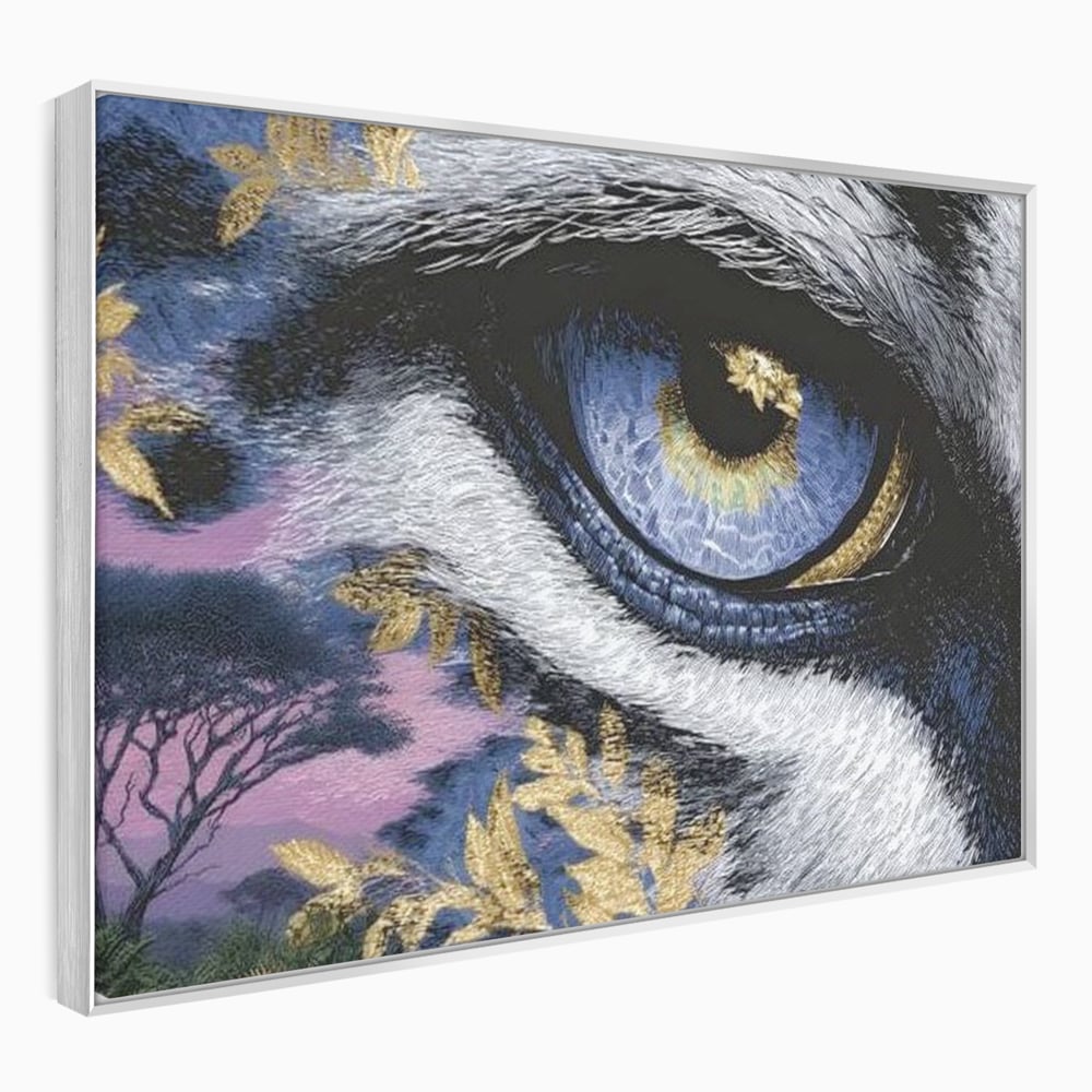 Leinwand Wandkunst Canvas Premium, LuxCanva® M1454, Auge der Savanne, Baum, Vegetation, Natur, Dschungel, Tiger, Augen, Blick, golden, Geheimnis, Vision, Traum, Büro, Wohnen, Kinderzimmer