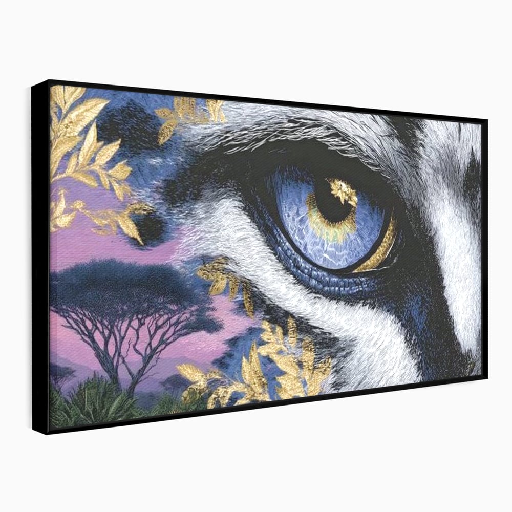 Leinwand Wandkunst Canvas Premium, LuxCanva® M1454, Auge der Savanne, Baum, Vegetation, Natur, Dschungel, Tiger, Augen, Blick, golden, Geheimnis, Vision, Traum, Büro, Wohnen, Kinderzimmer