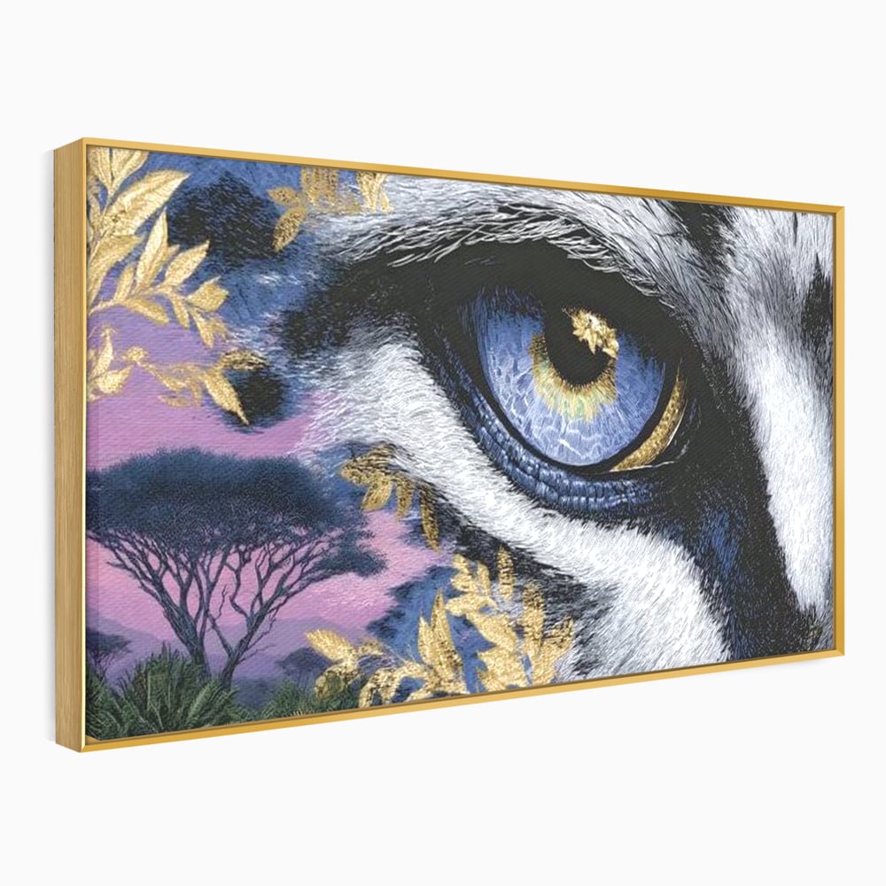 Leinwand Wandkunst Canvas Premium, LuxCanva® M1454, Auge der Savanne, Baum, Vegetation, Natur, Dschungel, Tiger, Augen, Blick, golden, Geheimnis, Vision, Traum, Büro, Wohnen, Kinderzimmer