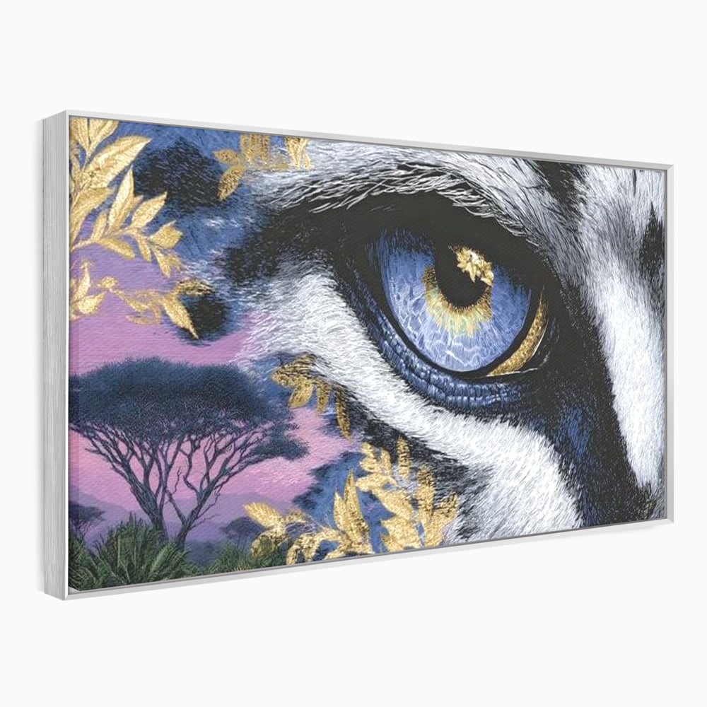 Leinwand Wandkunst Canvas Premium, LuxCanva® M1454, Auge der Savanne, Baum, Vegetation, Natur, Dschungel, Tiger, Augen, Blick, golden, Geheimnis, Vision, Traum, Büro, Wohnen, Kinderzimmer