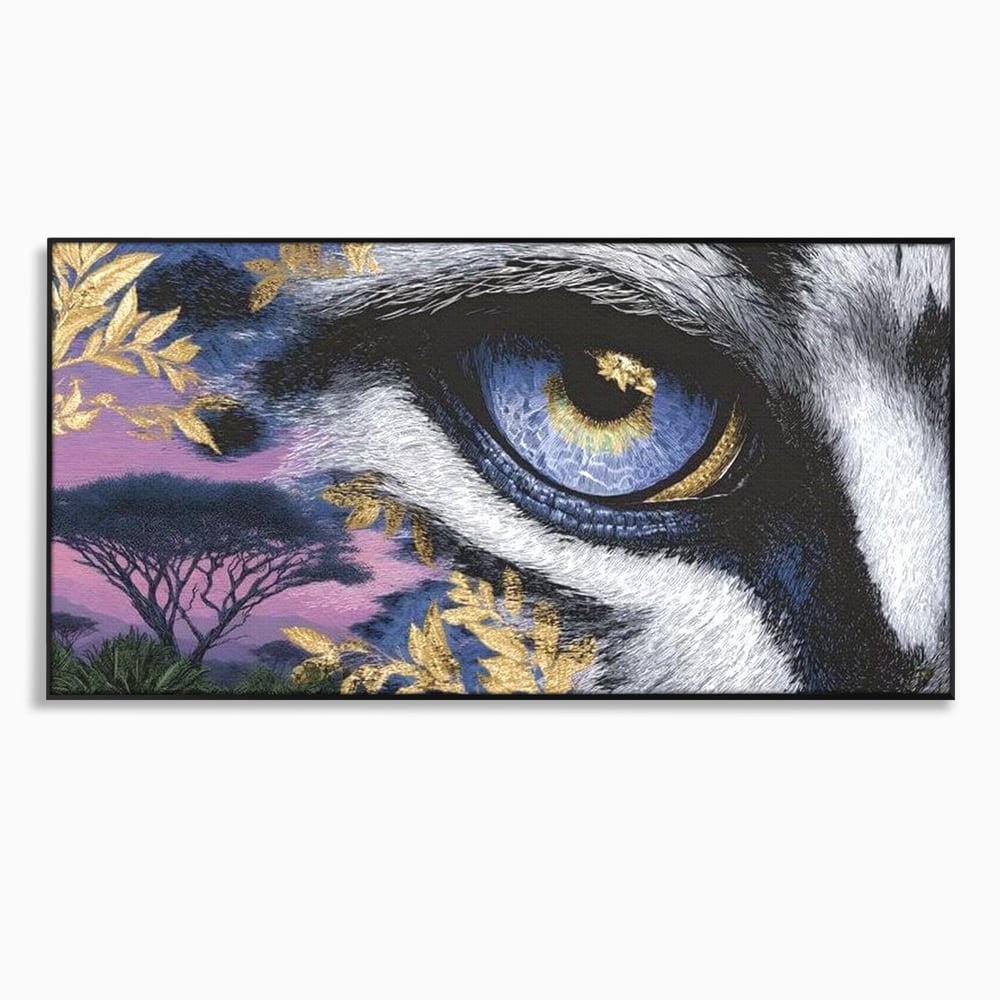 Leinwand Wandkunst Canvas Premium, LuxCanva® M1454, Auge der Savanne, Baum, Vegetation, Natur, Dschungel, Tiger, Augen, Blick, golden, Geheimnis, Vision, Traum, Büro, Wohnen, Kinderzimmer