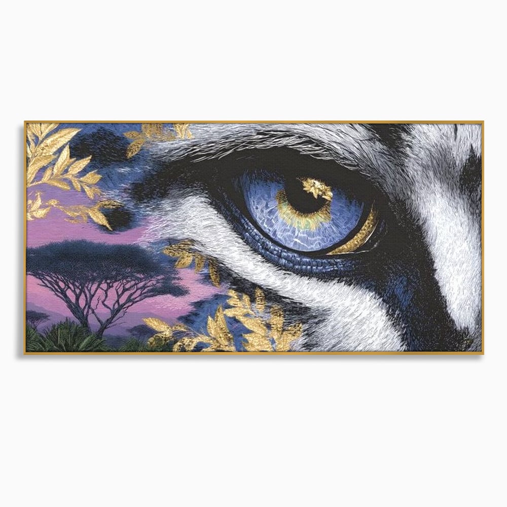 Leinwand Wandkunst Canvas Premium, LuxCanva® M1454, Auge der Savanne, Baum, Vegetation, Natur, Dschungel, Tiger, Augen, Blick, golden, Geheimnis, Vision, Traum, Büro, Wohnen, Kinderzimmer