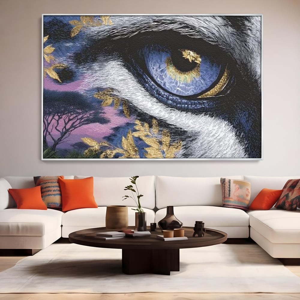 Leinwand Wandkunst Canvas Premium, LuxCanva® M1454, Auge der Savanne, Baum, Vegetation, Natur, Dschungel, Tiger, Augen, Blick, golden, Geheimnis, Vision, Traum, Büro, Wohnen, Kinderzimmer