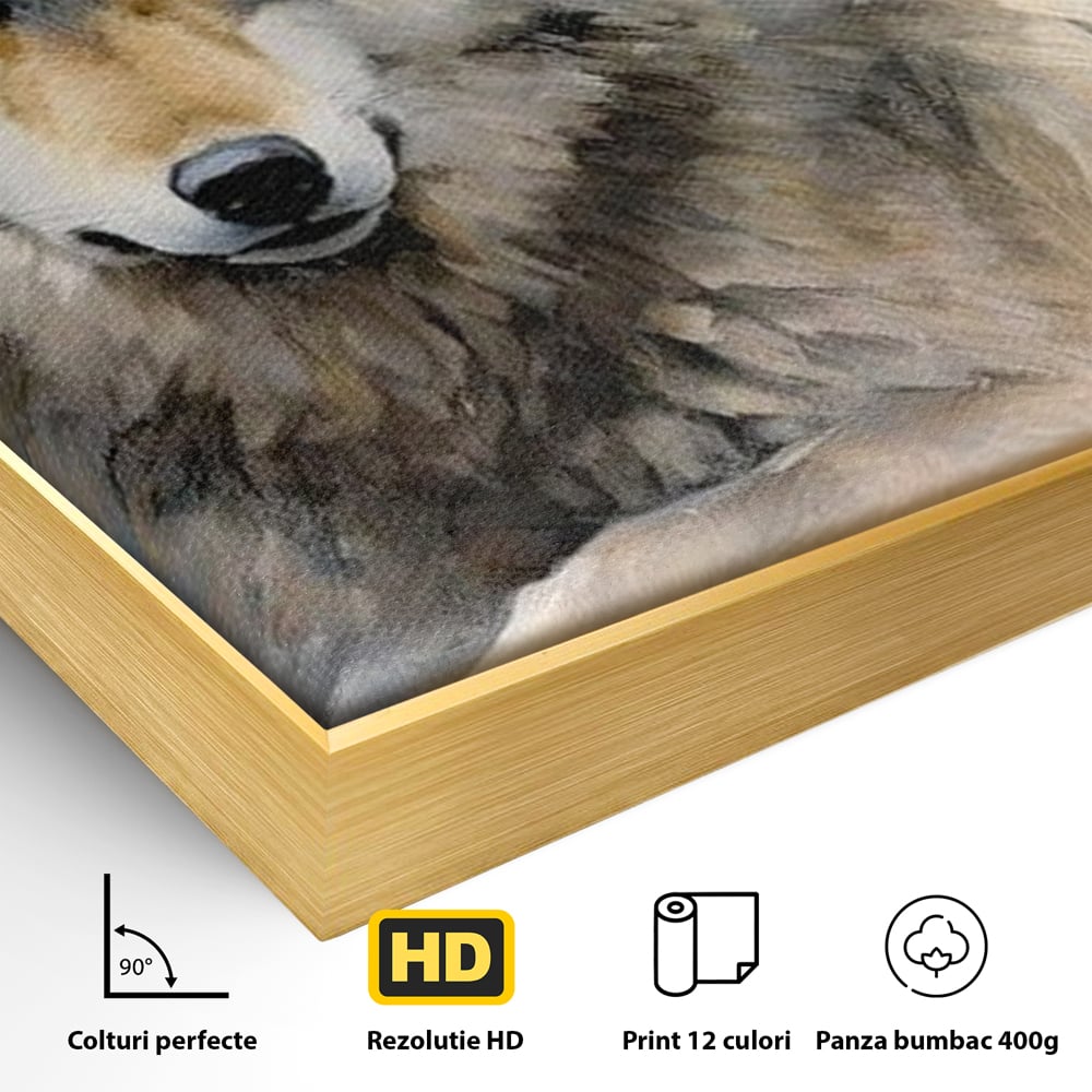 Tablou Canvas Premium, LuxCanva® M1456, Lupul Stravechi, Lup, Animal, Salbatic, Iarna, Nord, Zapada, Gheata, Padure, Singuratic, Blanos, Birou, Living, Camera Copil