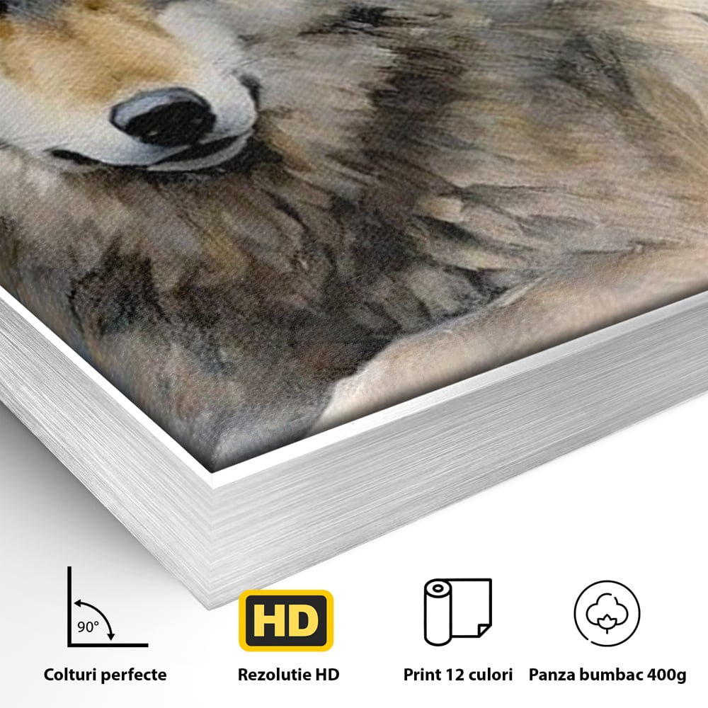 Tablou Canvas Premium, LuxCanva® M1456, Lupul Stravechi, Lup, Animal, Salbatic, Iarna, Nord, Zapada, Gheata, Padure, Singuratic, Blanos, Birou, Living, Camera Copil