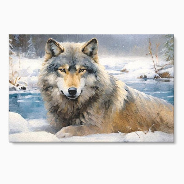 Tablou Canvas Premium, LuxCanva® M1456, Lupul Stravechi, Lup, Animal, Salbatic, Iarna, Nord, Zapada, Gheata, Padure, Singuratic, Blanos, Birou, Living, Camera Copil