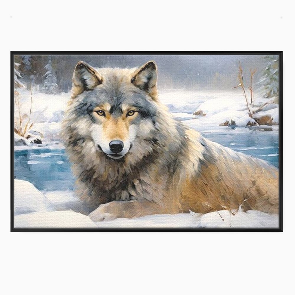 Tablou Canvas Premium, LuxCanva® M1456, Lupul Stravechi, Lup, Animal, Salbatic, Iarna, Nord, Zapada, Gheata, Padure, Singuratic, Blanos, Birou, Living, Camera Copil