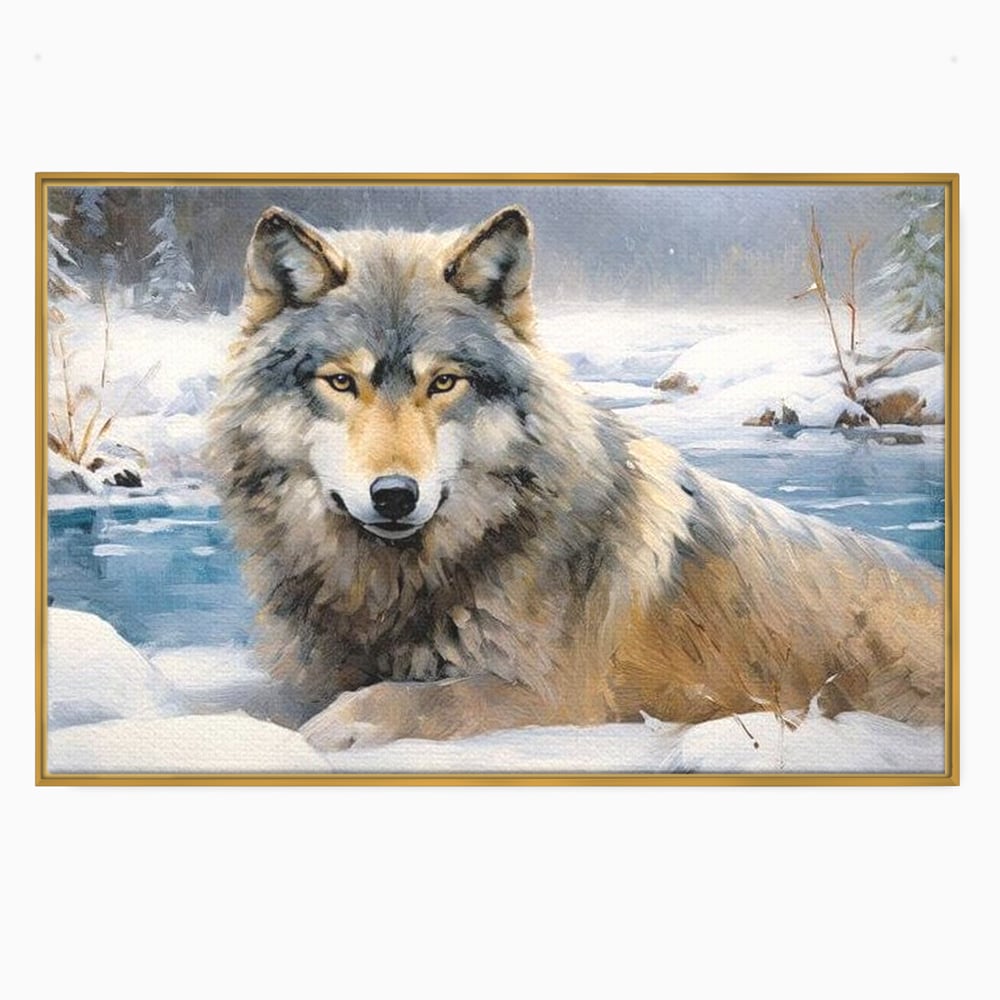 Tablou Canvas Premium, LuxCanva® M1456, Lupul Stravechi, Lup, Animal, Salbatic, Iarna, Nord, Zapada, Gheata, Padure, Singuratic, Blanos, Birou, Living, Camera Copil
